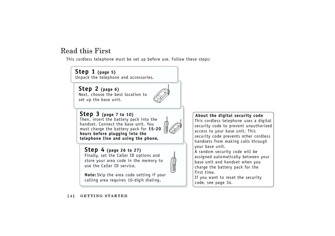 Uniden EXT1165, EXT1160 manual Read this First, 7 to, 26 to 