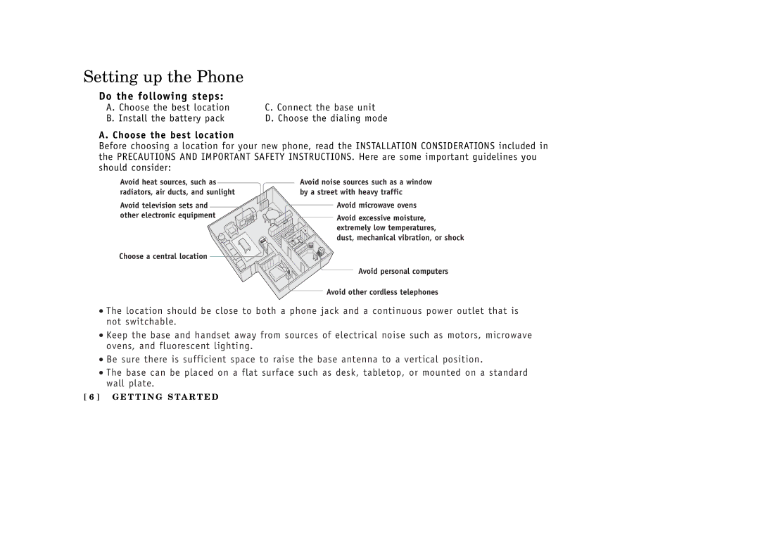 Uniden EXT1265 manual Setting up the Phone, Do the following steps, Choose the best location 