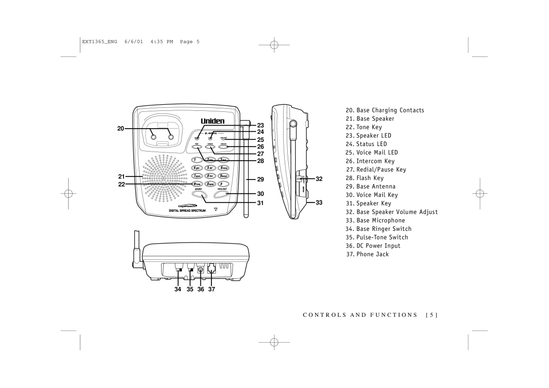 Uniden EXT1365 owner manual 34 35 36 