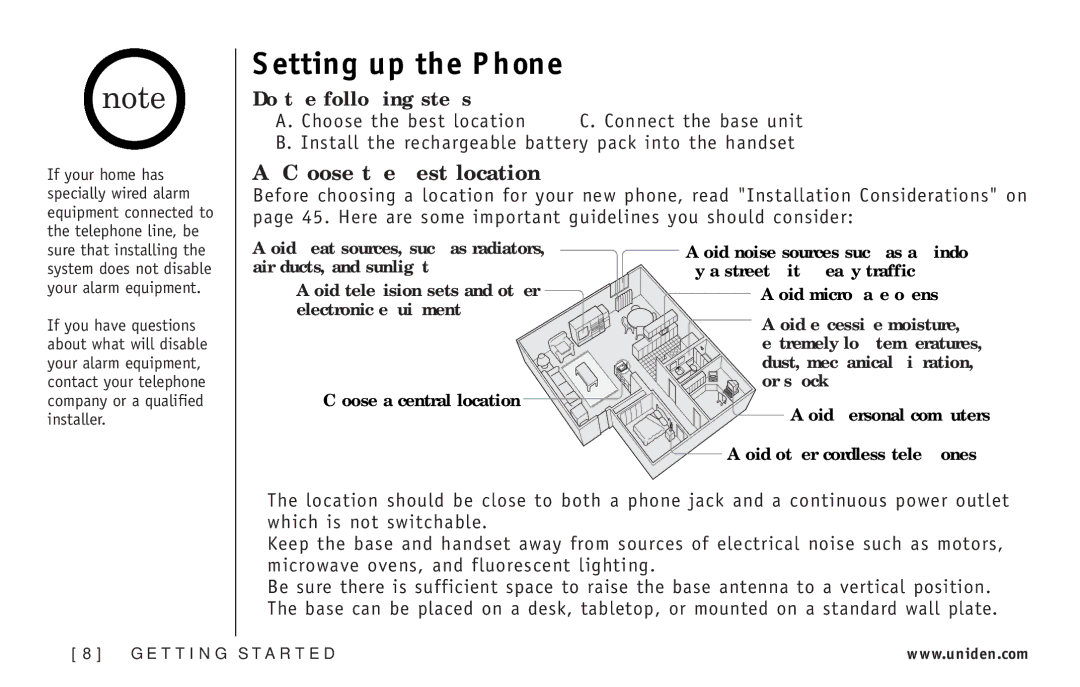 Uniden EXT3165 manual Setting up the Phone, Choose the best location, Do the following steps 