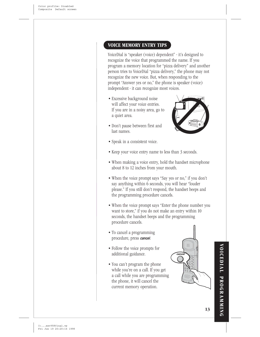 Uniden EXV 958 manual Voice Memory Entry Tips, Follow the voice prompts for additional guidance 