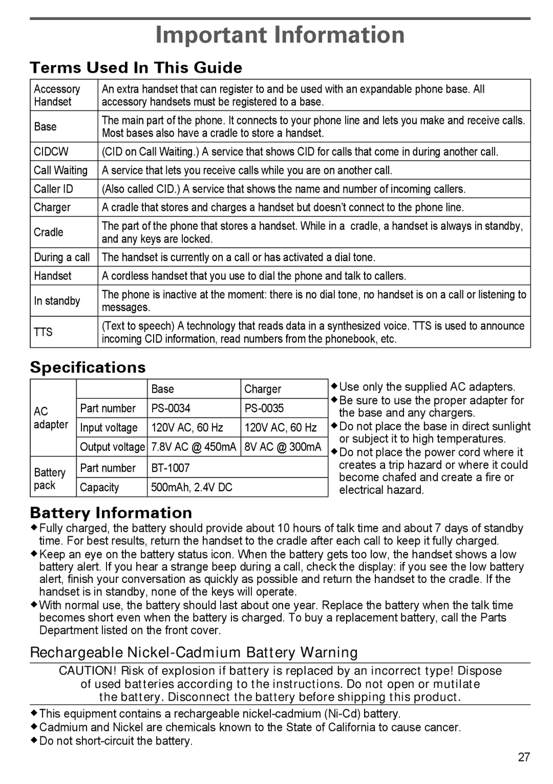 Uniden EZAI2997 Series, EZX290 manual Important Information, Terms Used In This Guide 