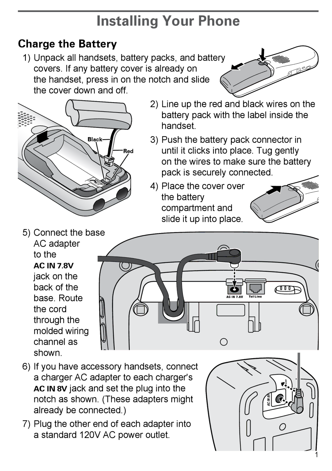 Uniden EZAI2997 Series, EZX290 manual Installing Your Phone, Charge the Battery 