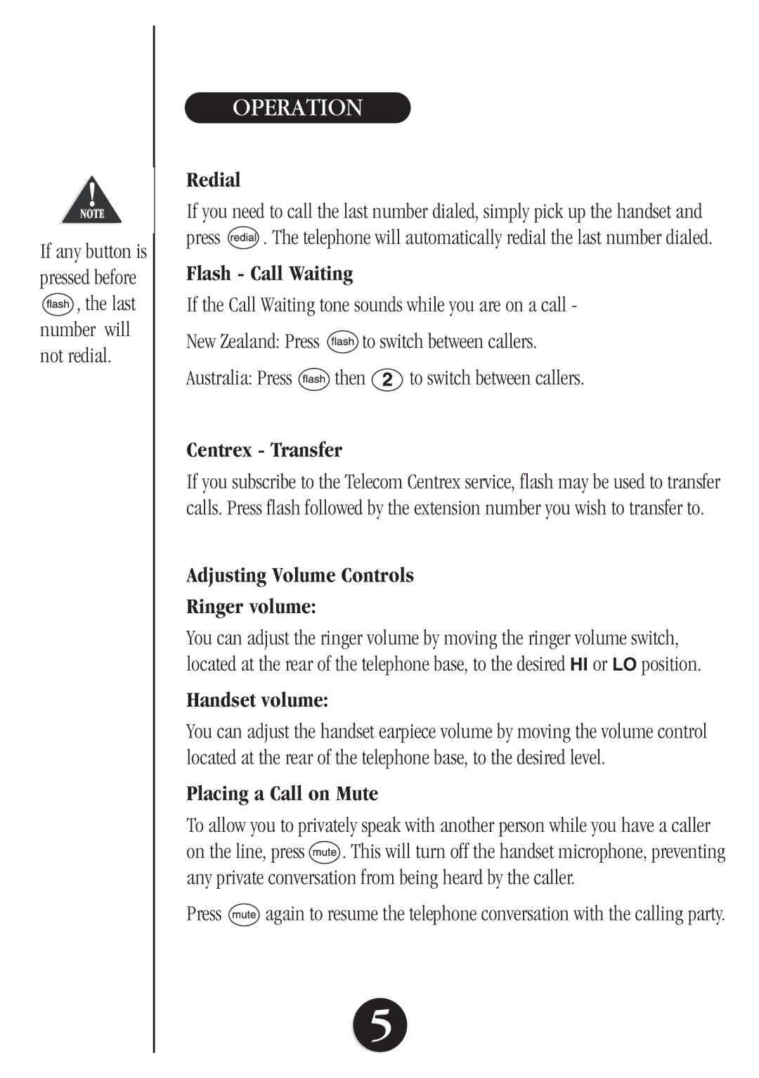 Uniden FP098 manual Operation 