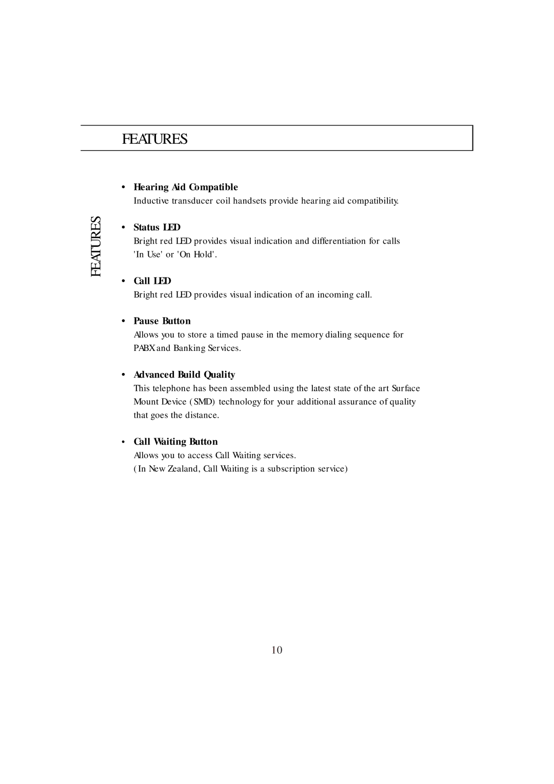 Uniden FP101 manual Features 