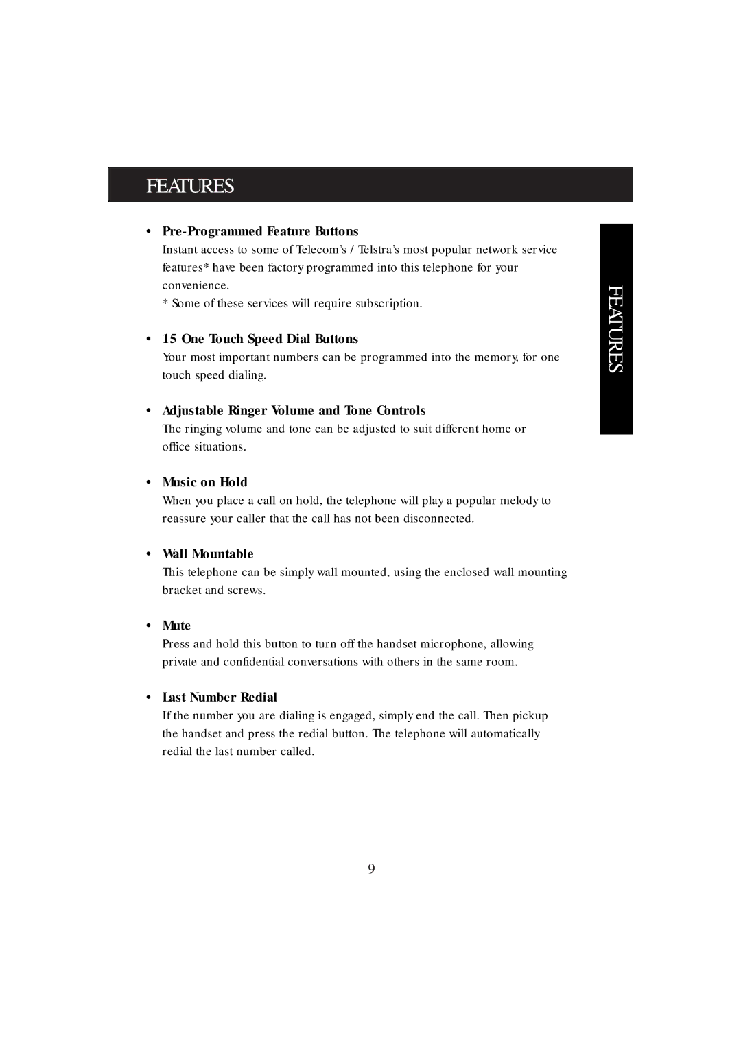 Uniden FP101 manual Features 