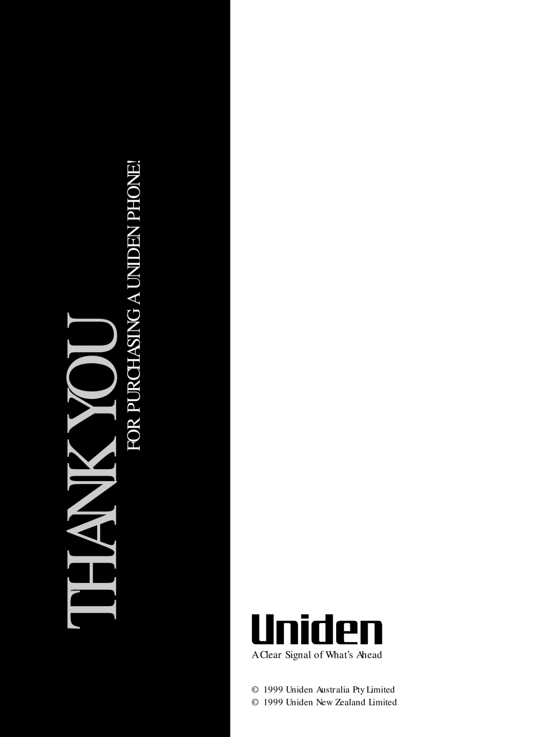 Uniden FP104 manual Thank YOU 