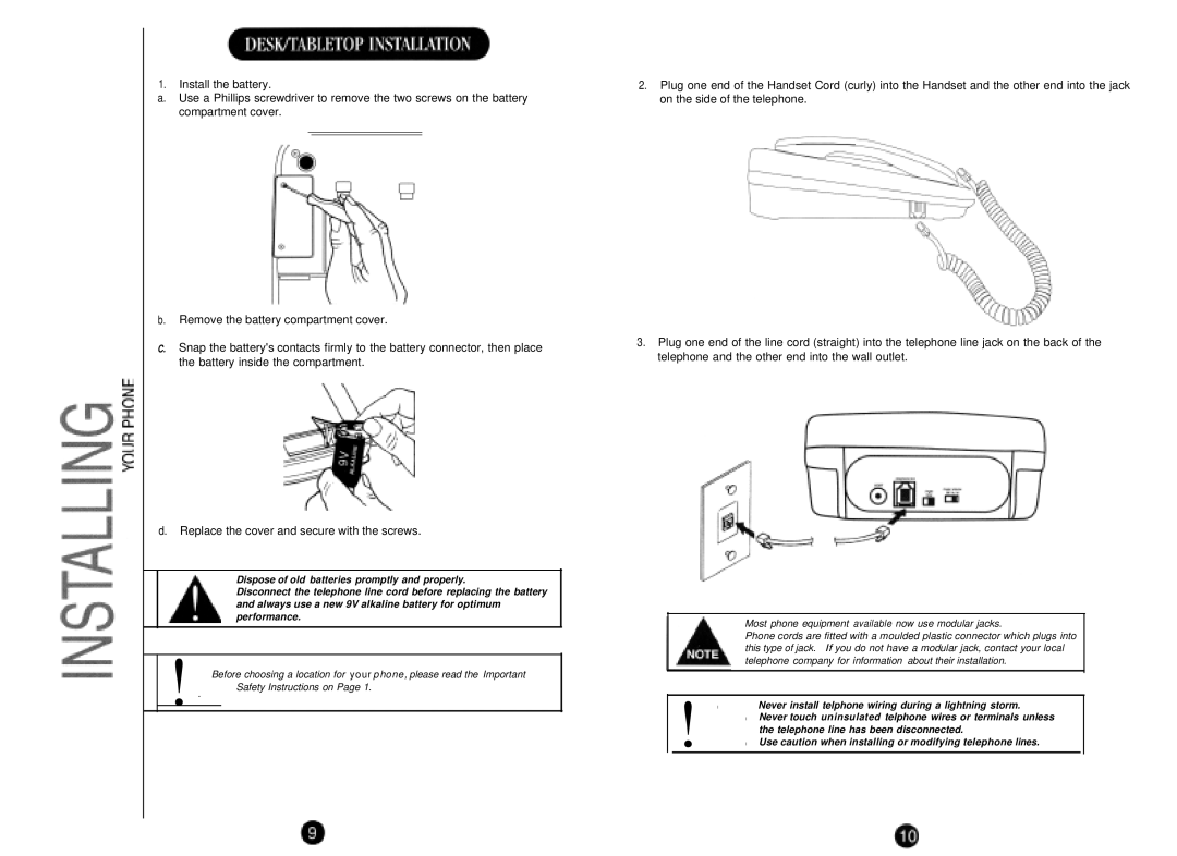 Uniden FP105 manual Dispose of old batteries promptly and properly 