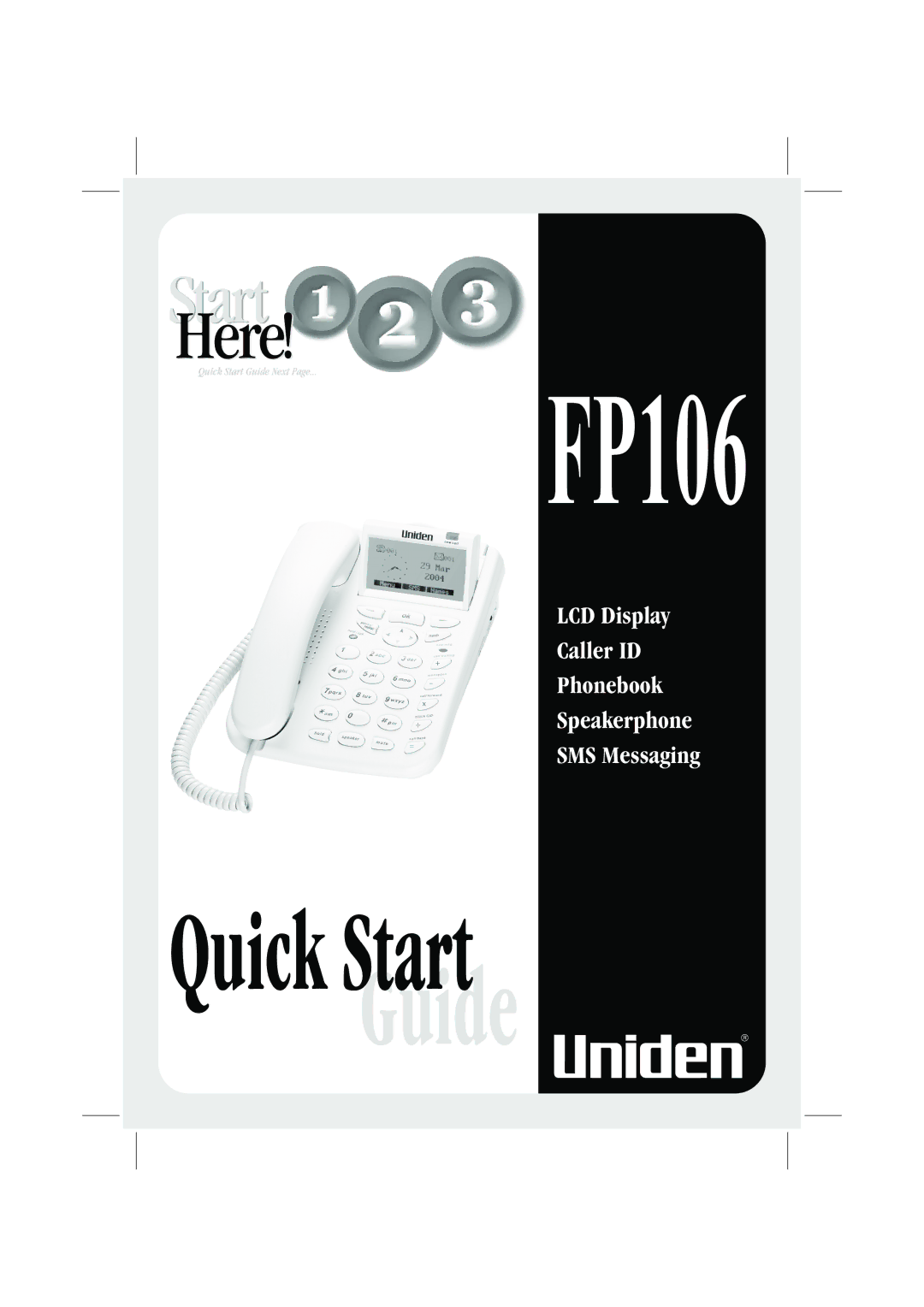 Uniden FP106 quick start 