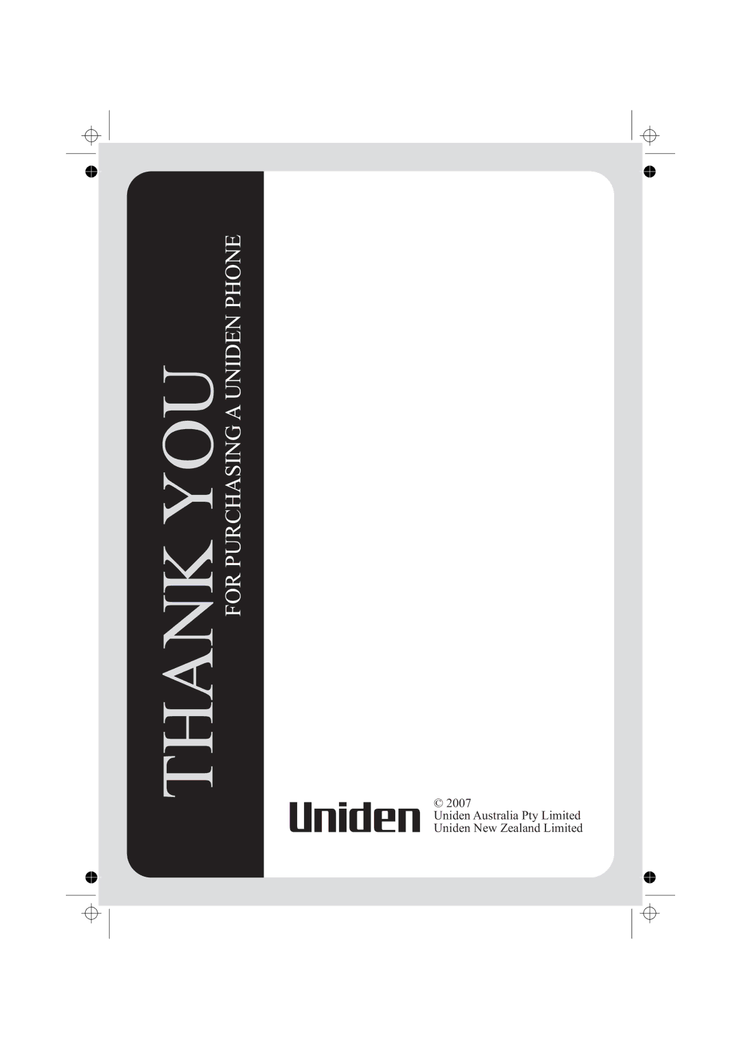 Uniden FP203 manual Thank YOU 