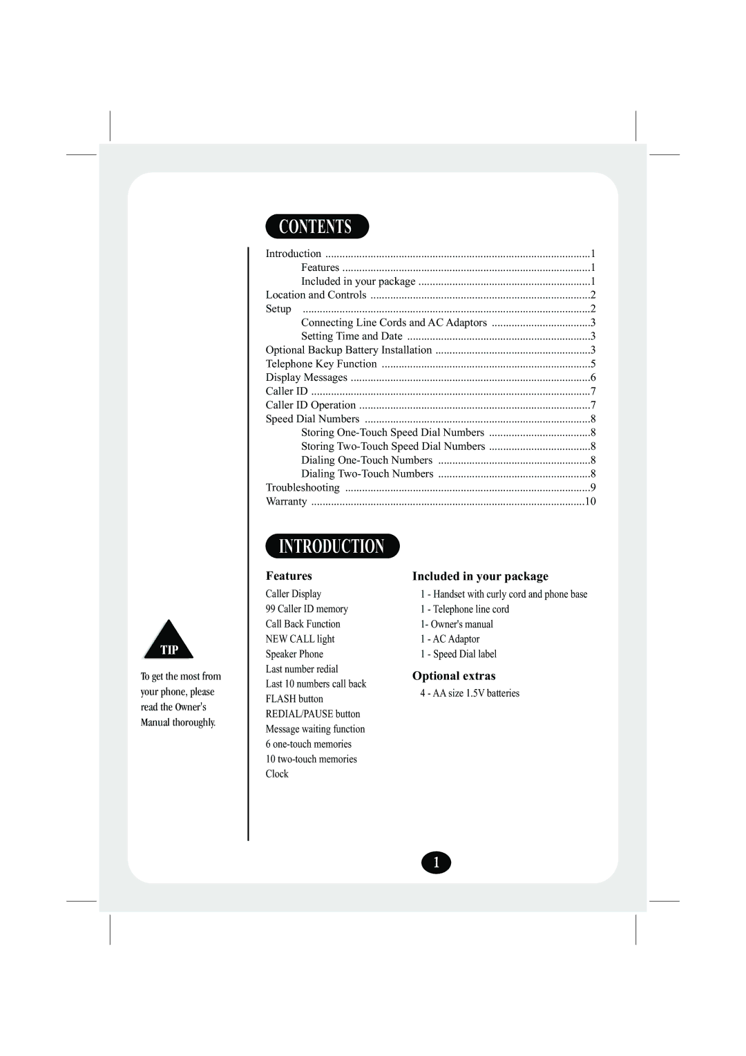 Uniden FP203 manual Contents 