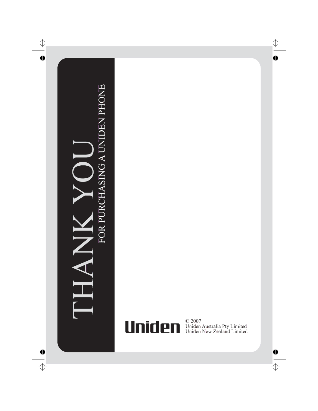 Uniden FP204 manual Thank YOU 