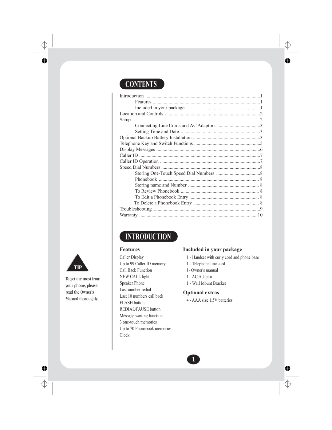 Uniden FP204 manual Contents 