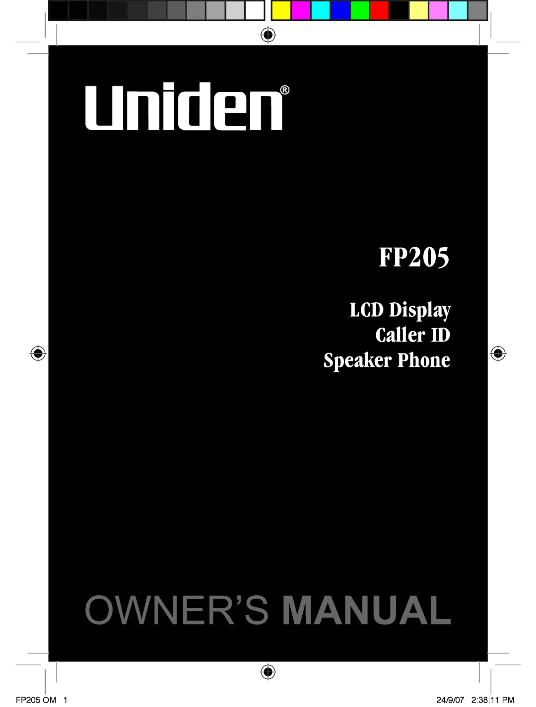 Uniden FP205 manual 