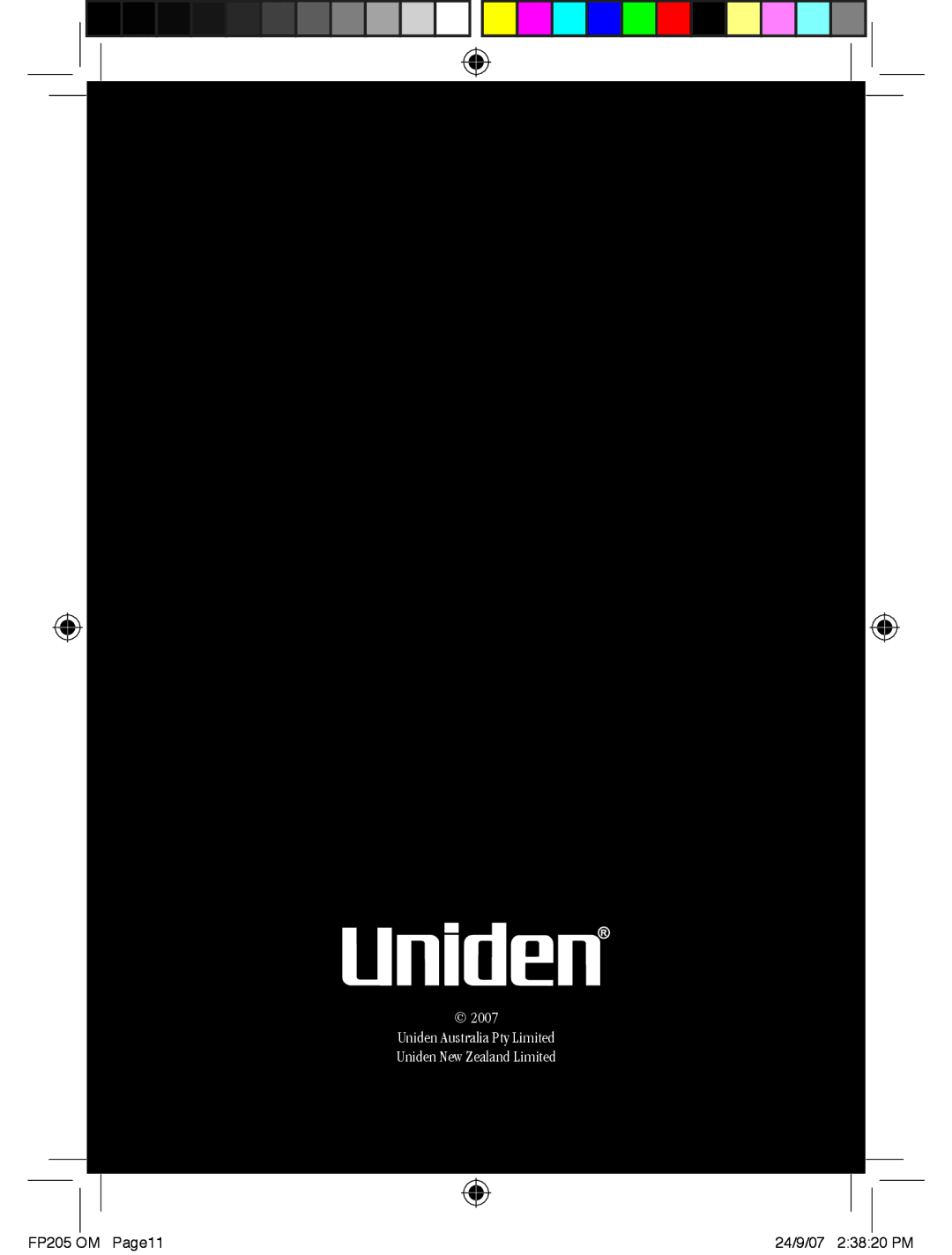 Uniden FP205 manual 2007 