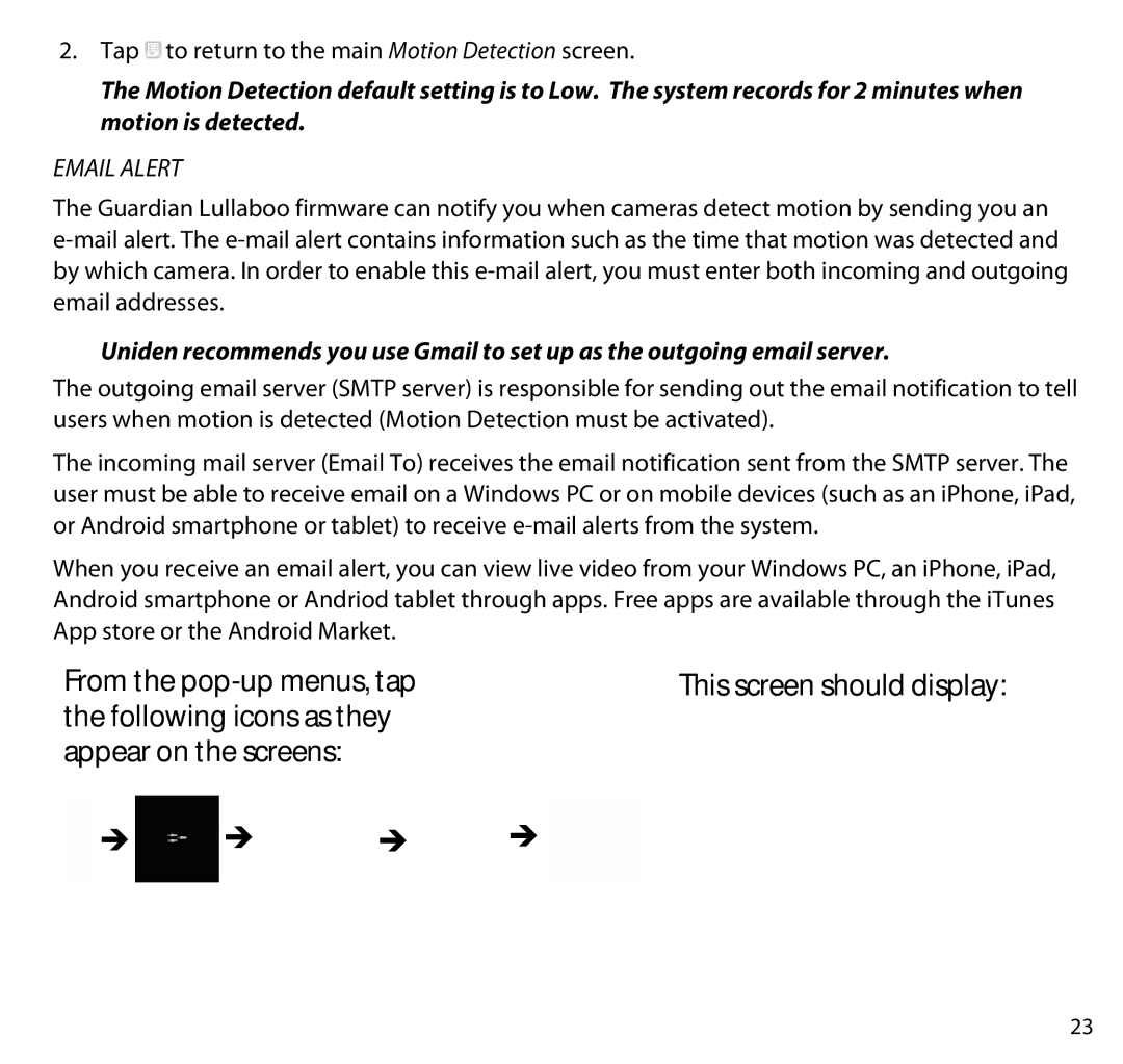 Uniden G403 manual Email Alert 