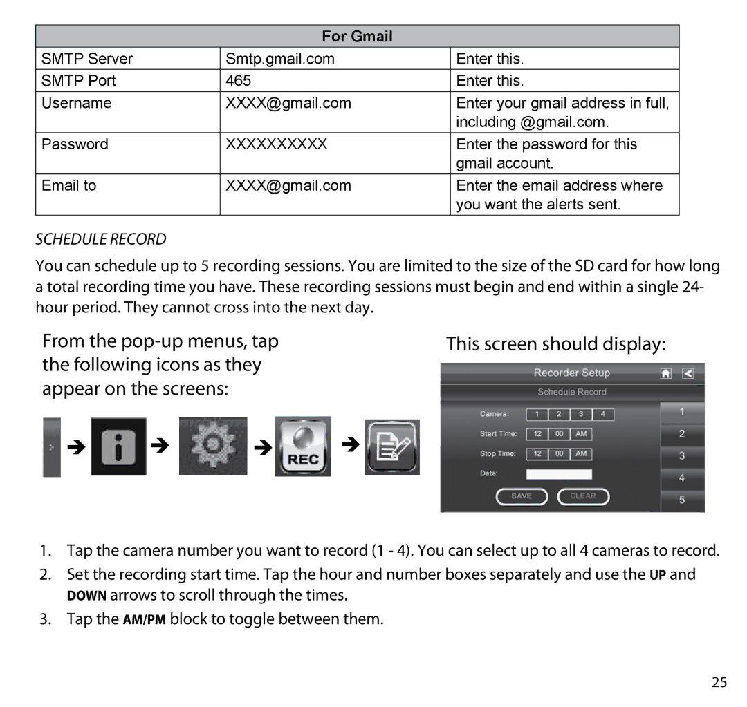 Uniden G403 manual Schedule Record, For Gmail 