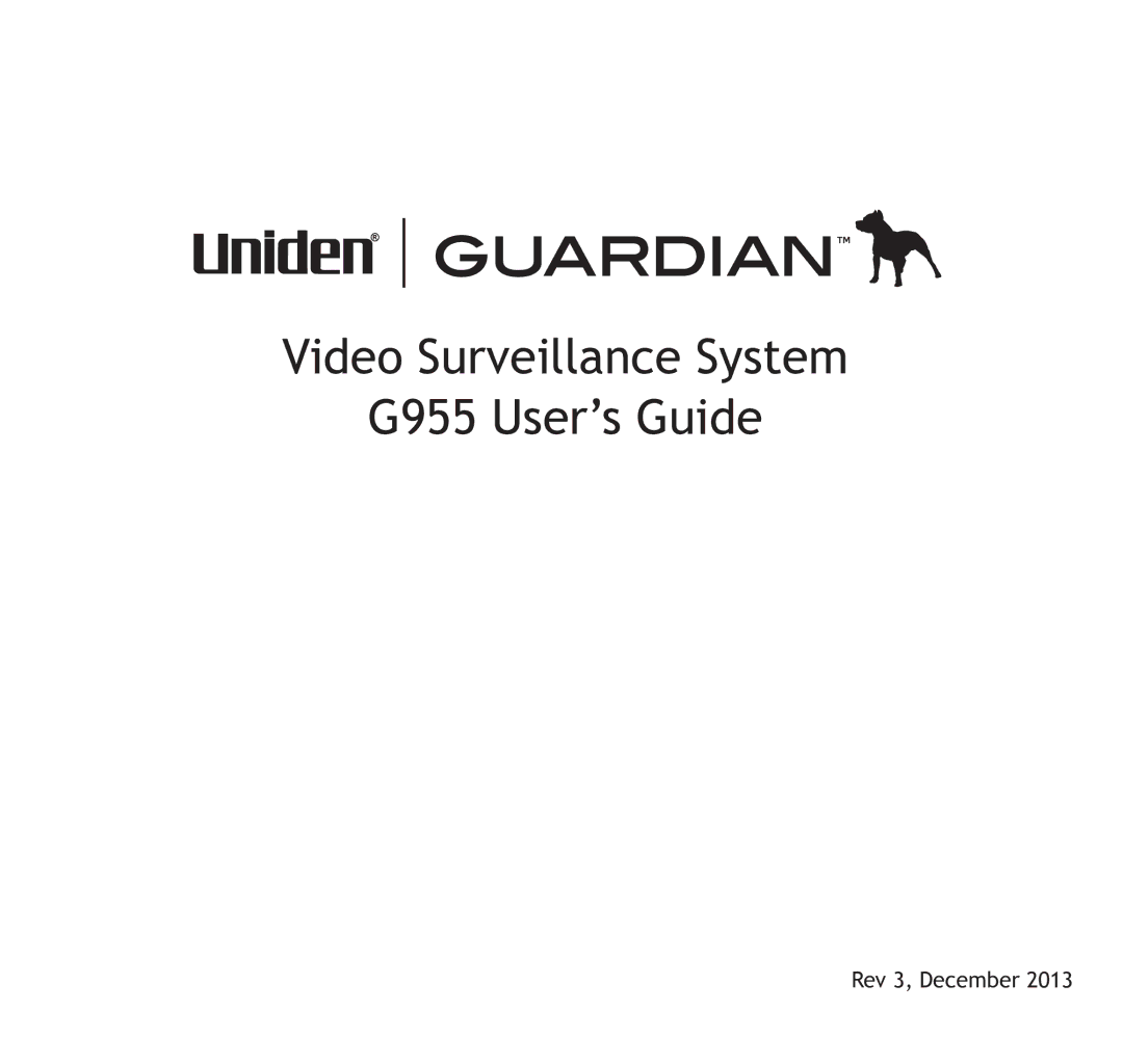 Uniden manual Video Surveillance System G955 User’s Guide 