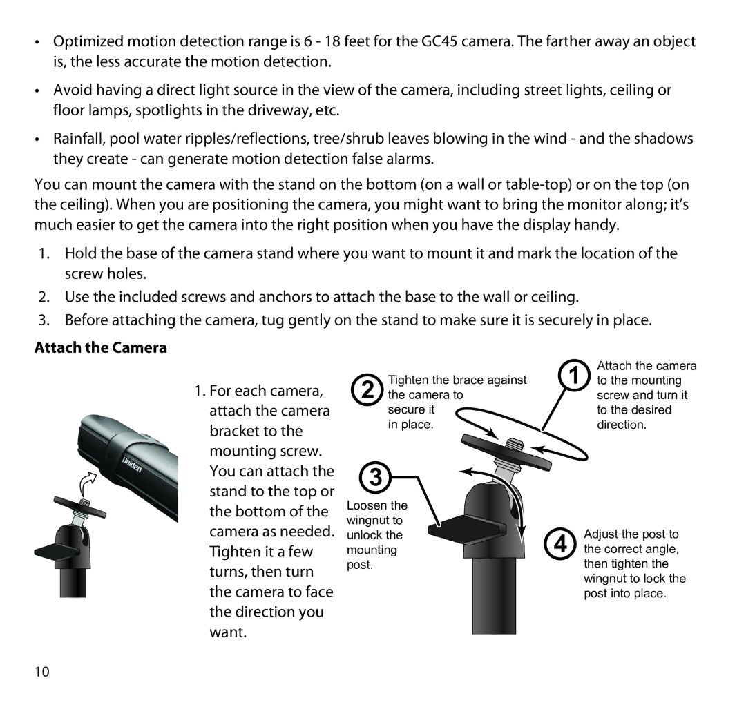 Uniden G955 manual Attach the Camera 