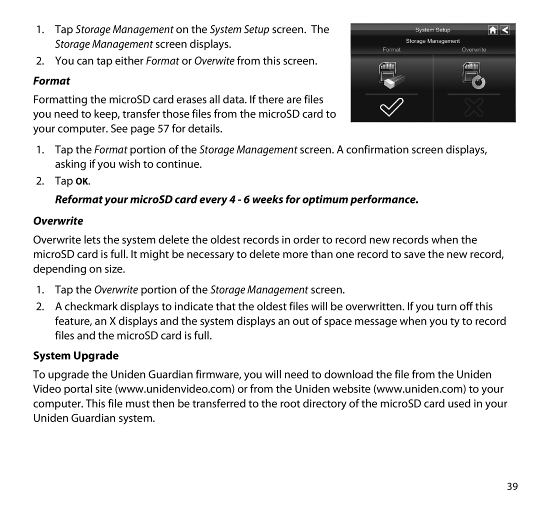 Uniden G955 manual Format, System Upgrade 