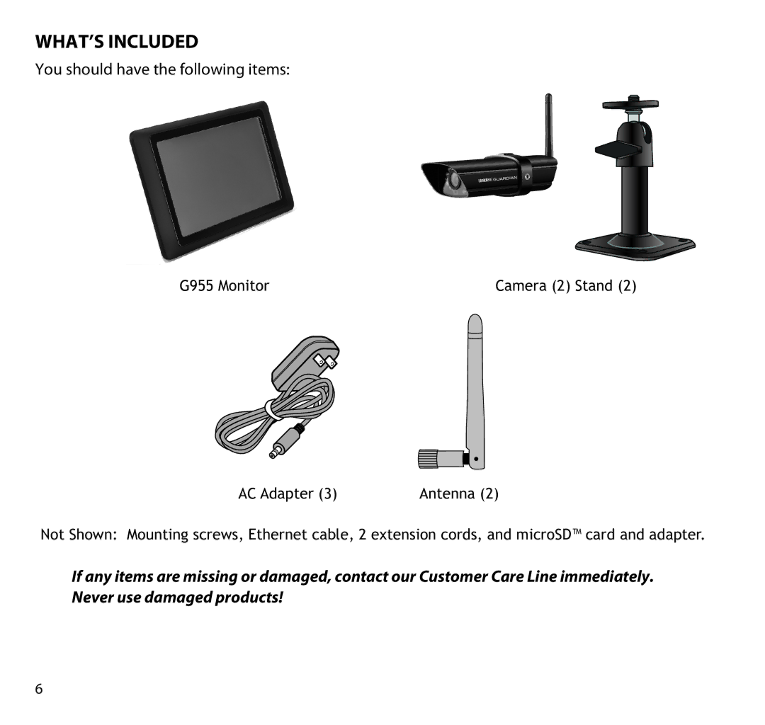 Uniden G955 manual WHAT’S Included 