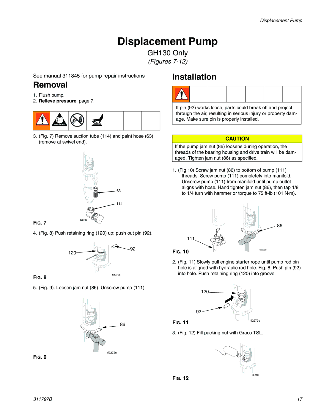 Uniden GH 200, GH 230, GH 130, GH 300 important safety instructions Displacement Pump, Figures 