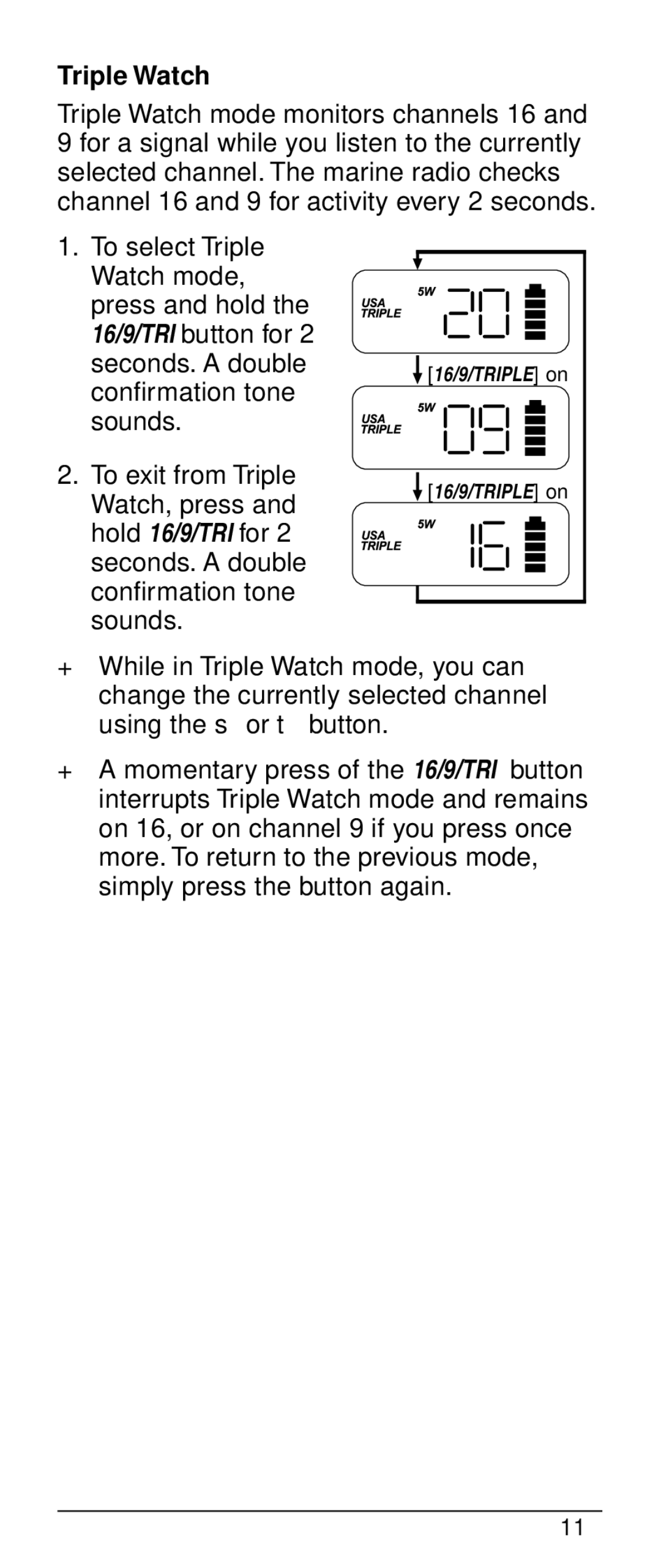 Uniden HH-985 warranty Triple Watch 