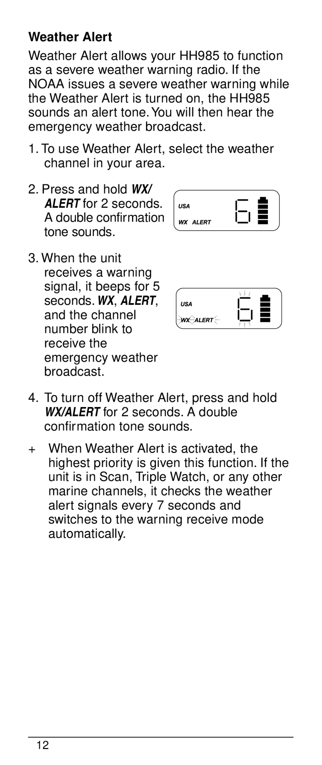 Uniden HH-985 warranty Weather Alert 