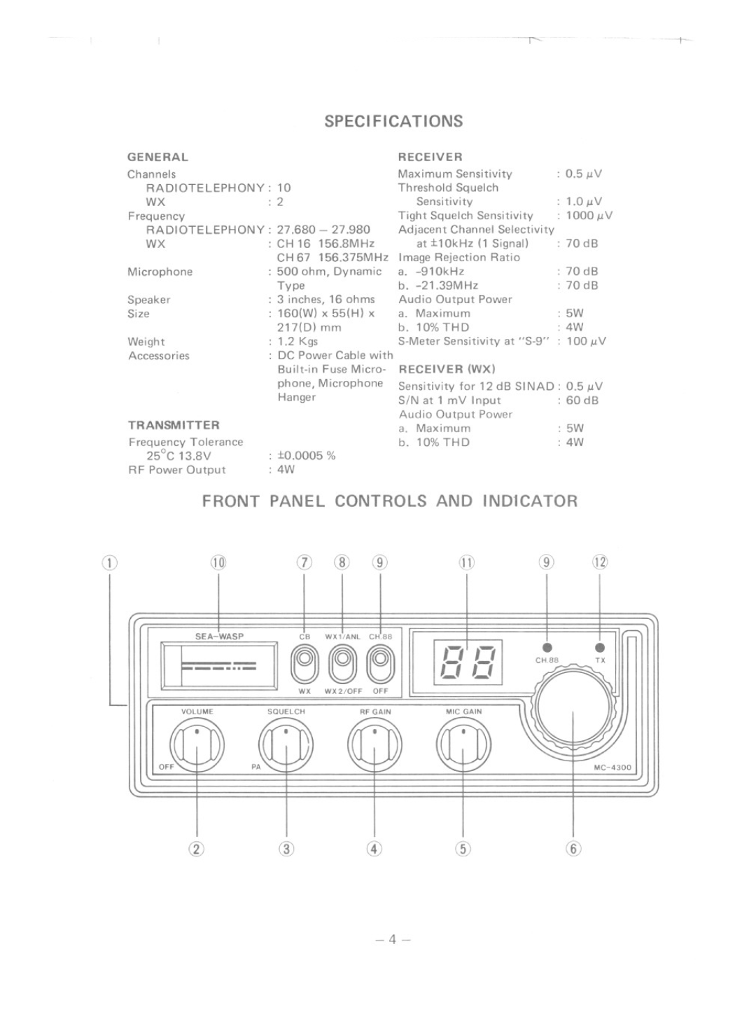 Uniden MC-4300 manual Wxee 