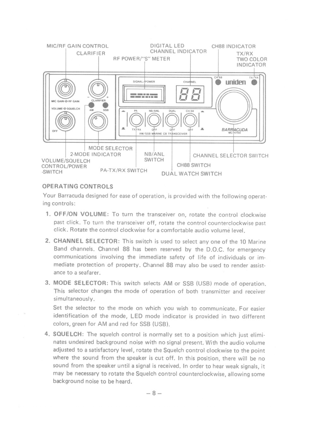 Uniden MC-4700 manual Uniden 