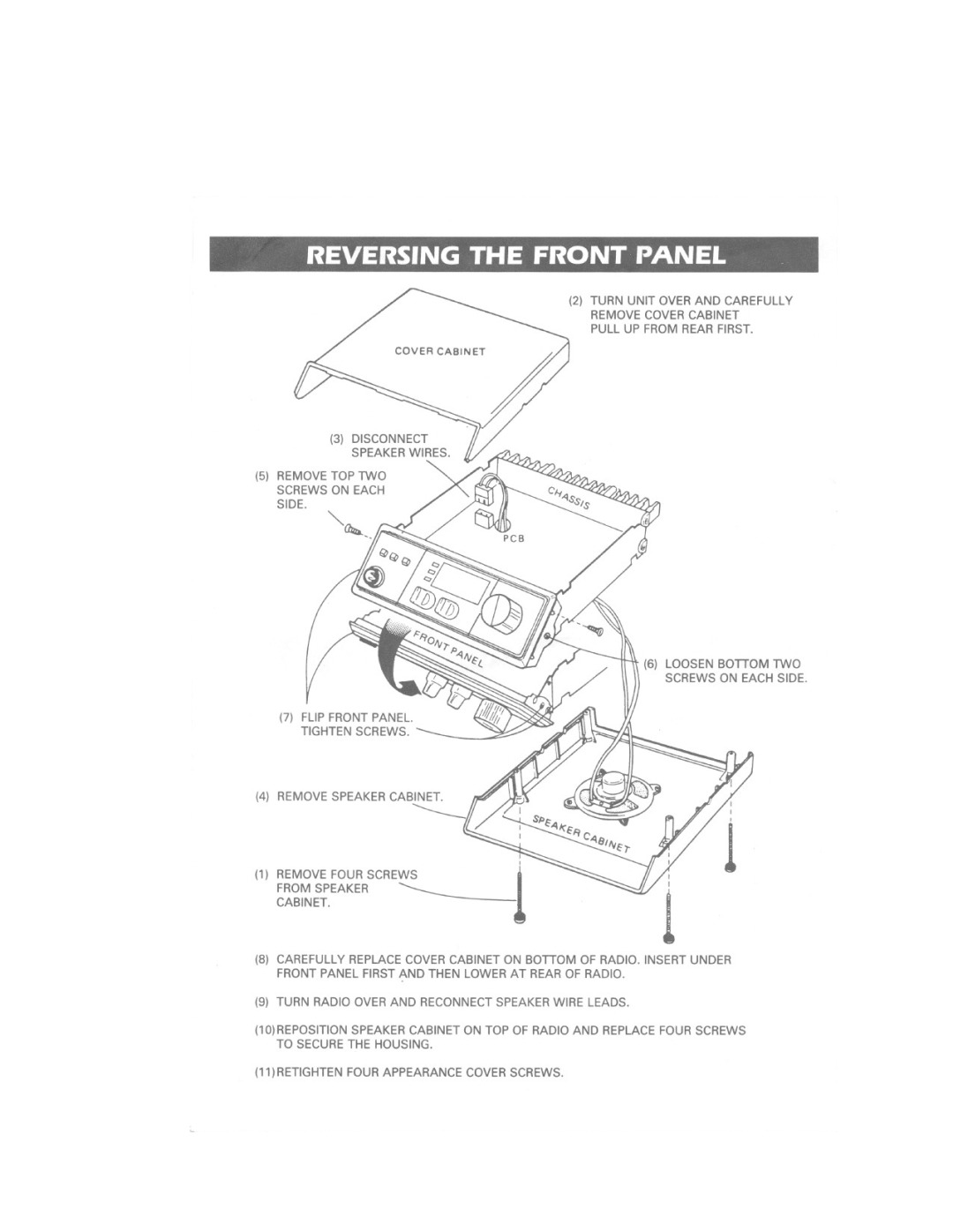 Uniden MC 610 owner manual REVERSING/.THEFRONTPANEl 