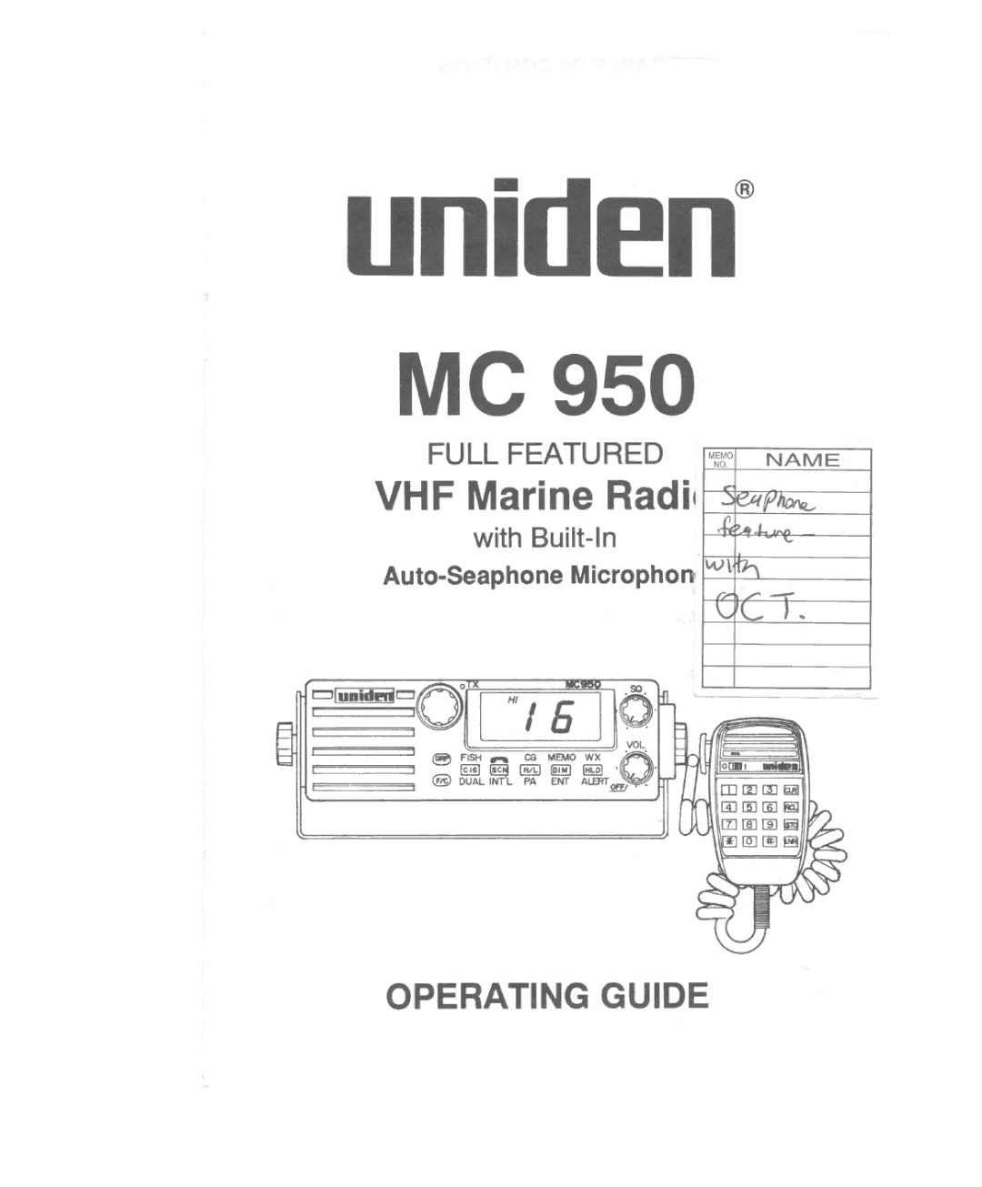 Uniden MC 950 manual Uniden@ 