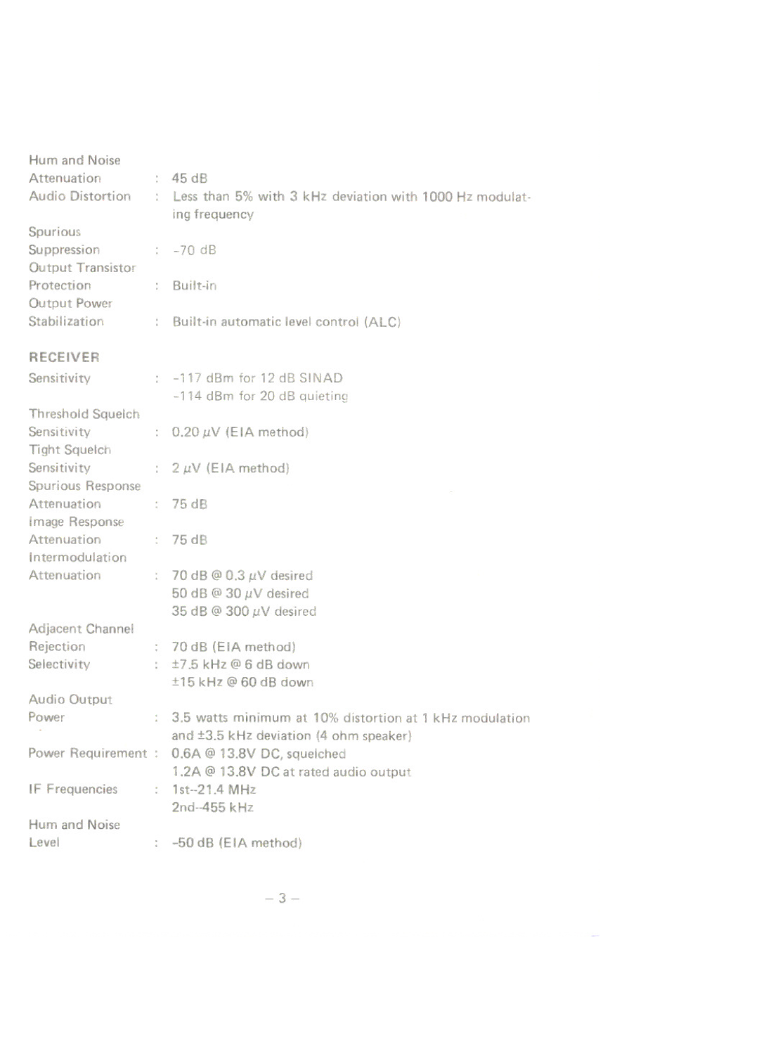 Uniden MC480 owner manual 45 dB 