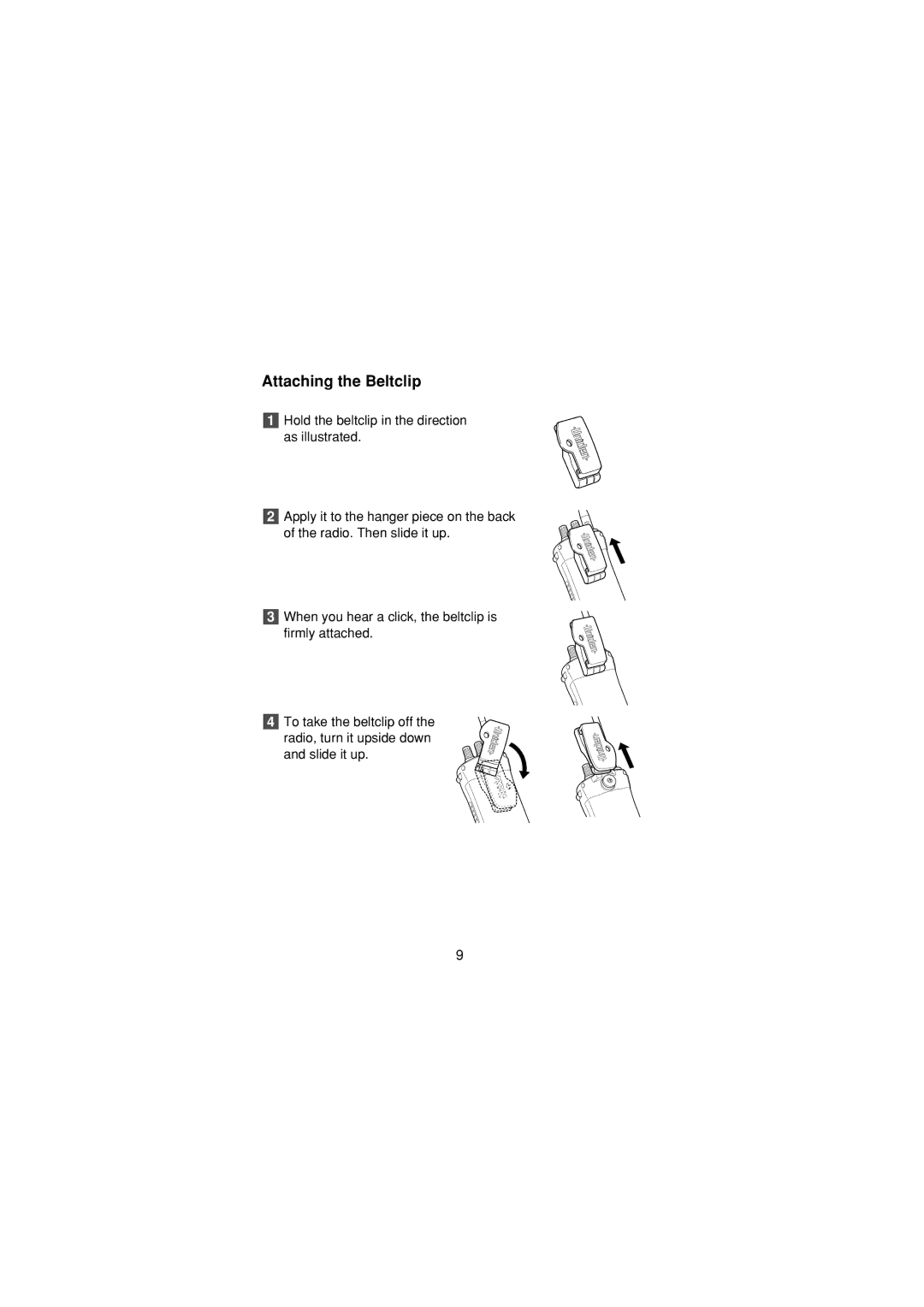 Uniden MH120 manual Attaching the Beltclip 