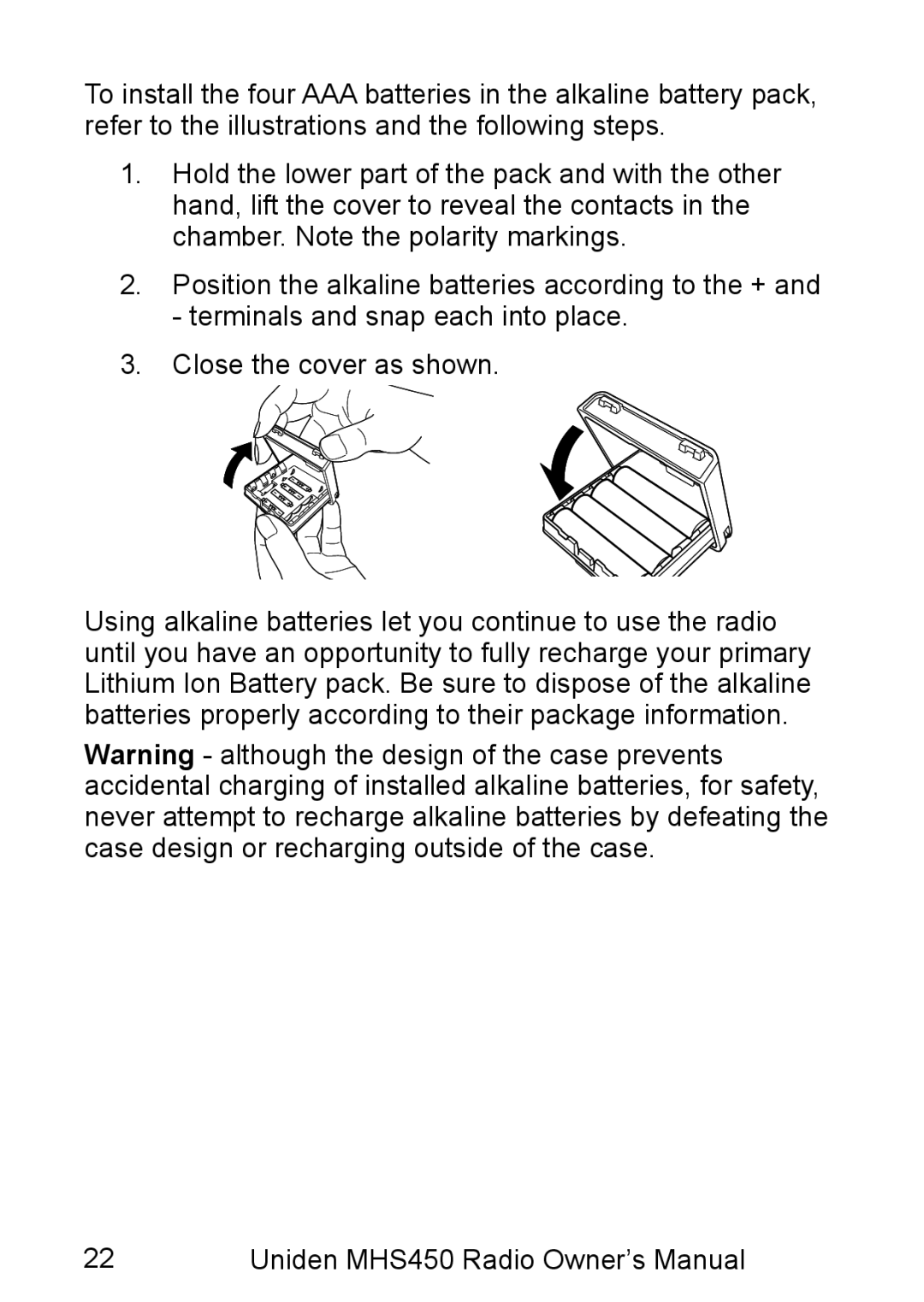 Uniden MHS450 owner manual 