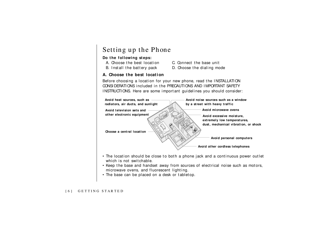 Uniden OCT4960-2 manual Setting up the Phone, Choose the best location, Do the following steps 