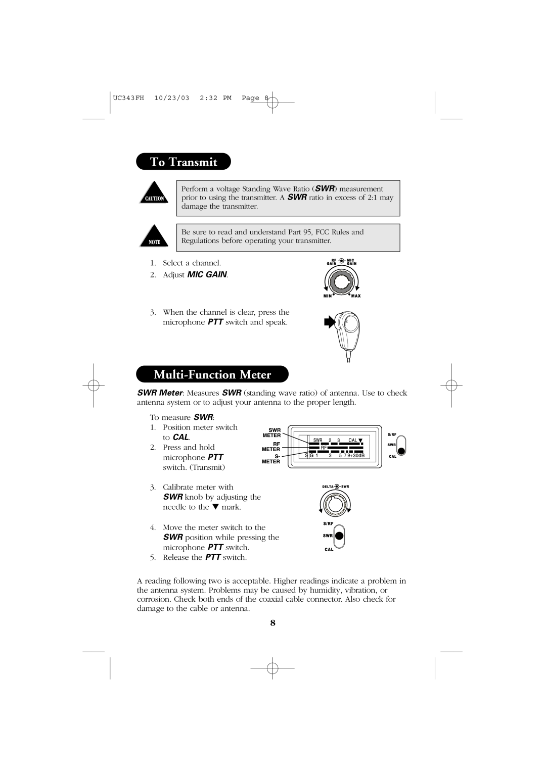 Uniden PC78 manual To Transmit, Multi-FunctionMeter 