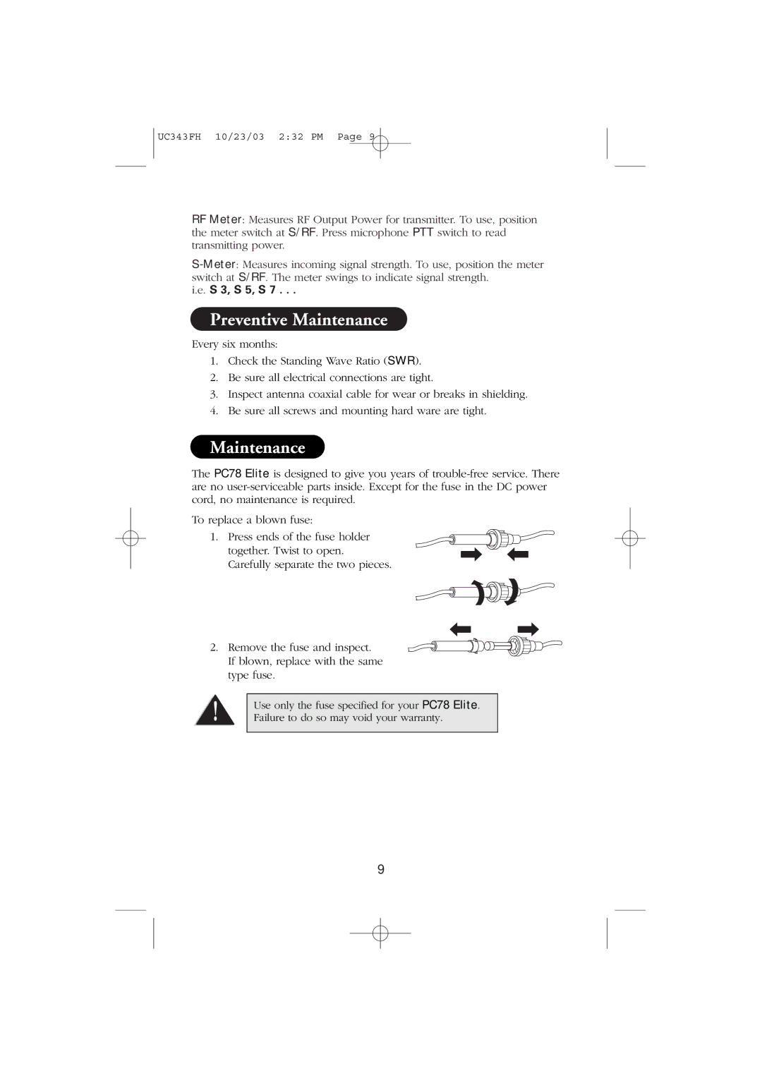 Uniden PC78 manual Preventive Maintenance 