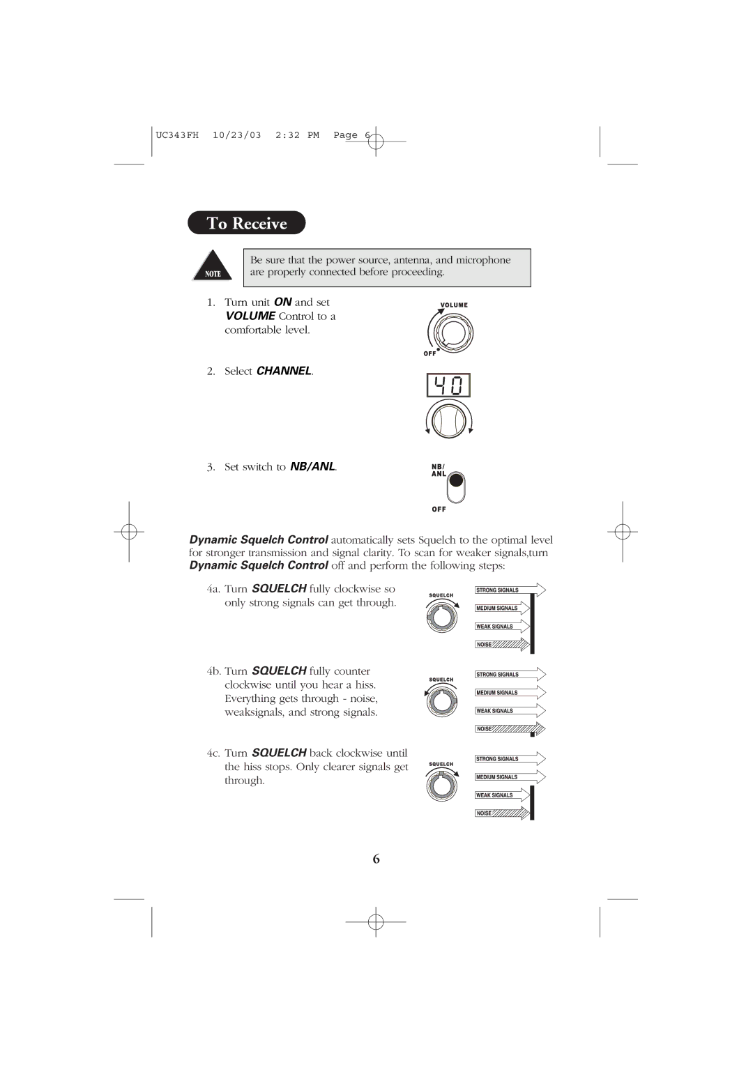 Uniden PC78 manual To Receive 