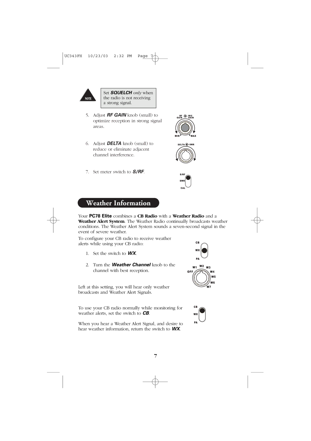 Uniden PC78 manual Weather Information 