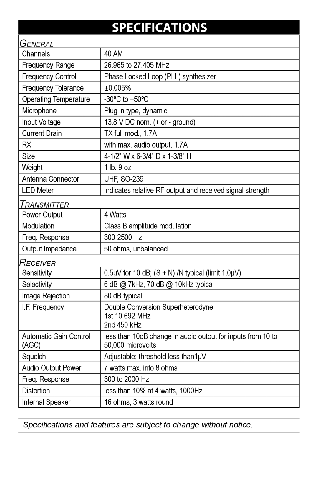 Uniden PRO 510XL manual Specifications, Agc 