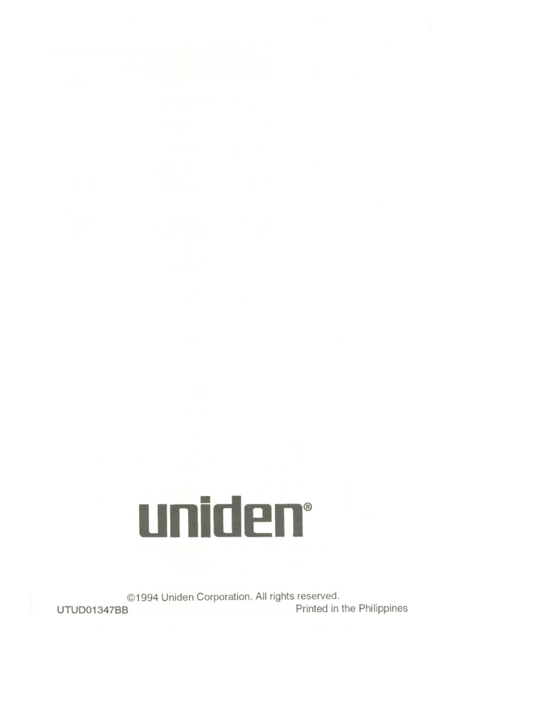 Uniden PRO340XL manual Unid~n@ 