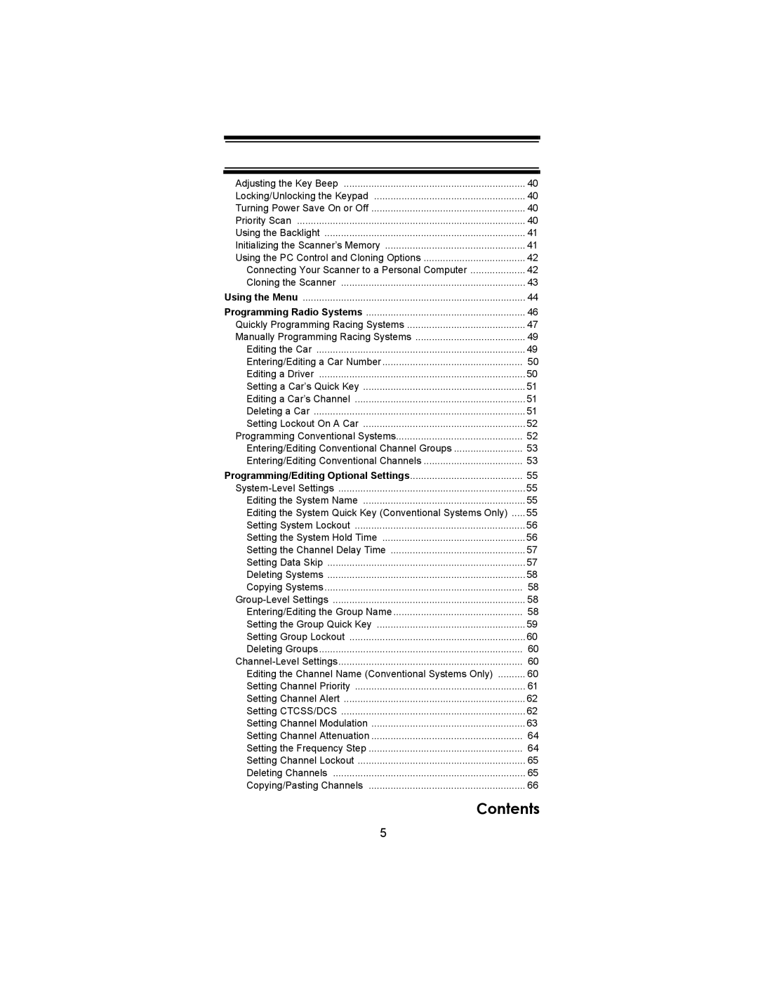 Uniden SC230 owner manual Using the Menu Programming Radio Systems 