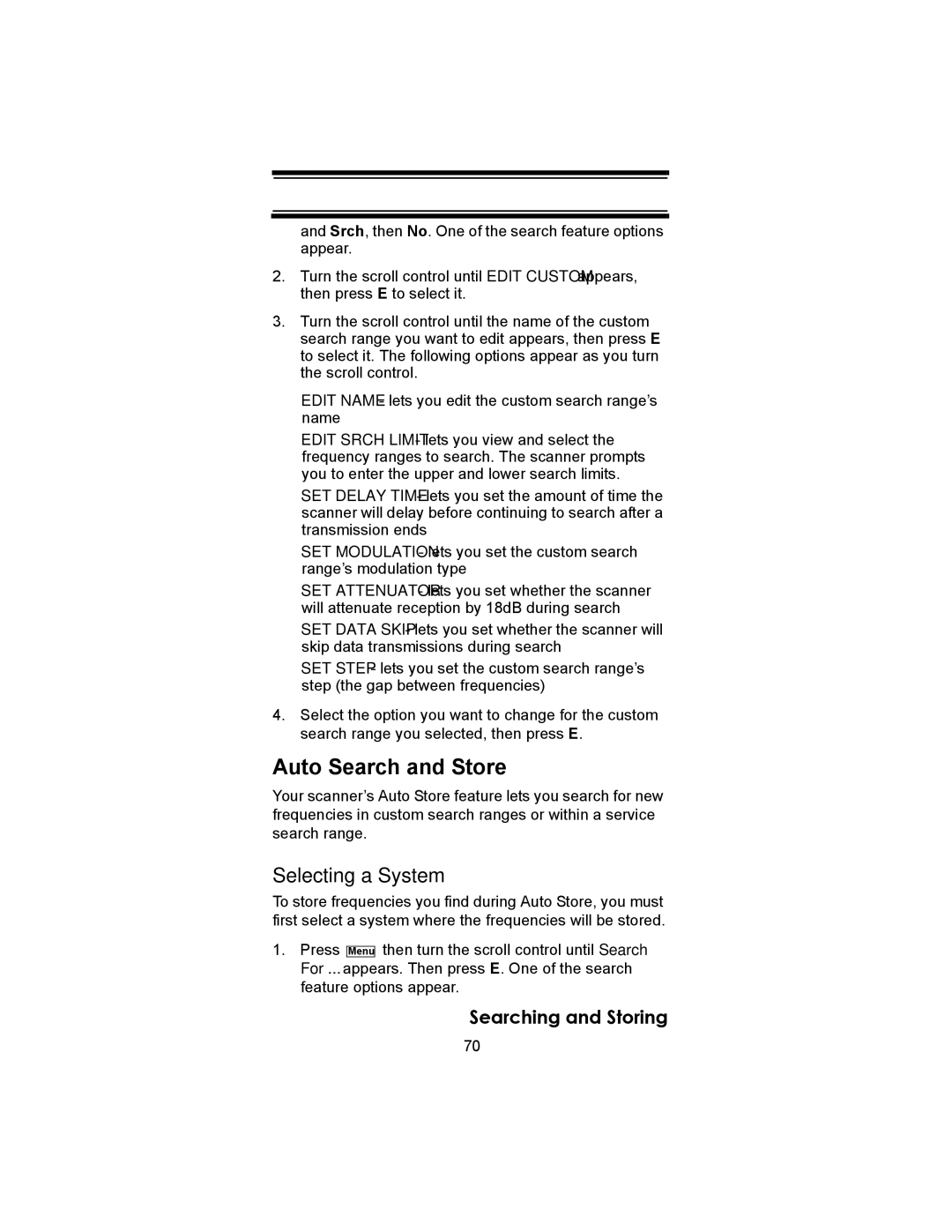 Uniden SC230 owner manual Auto Search and Store, Selecting a System 