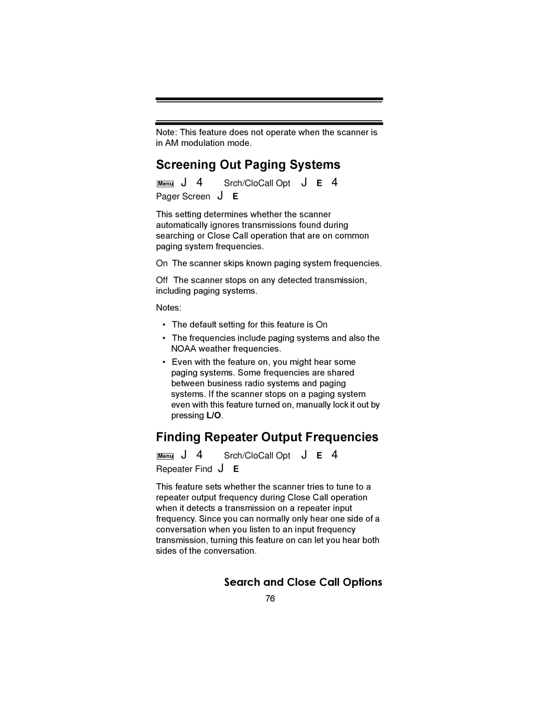 Uniden SC230 owner manual Screening Out Paging Systems, Finding Repeater Output Frequencies 