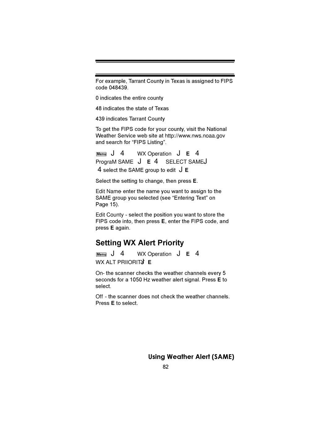 Uniden SC230 owner manual Setting WX Alert Priority, WX Operation 