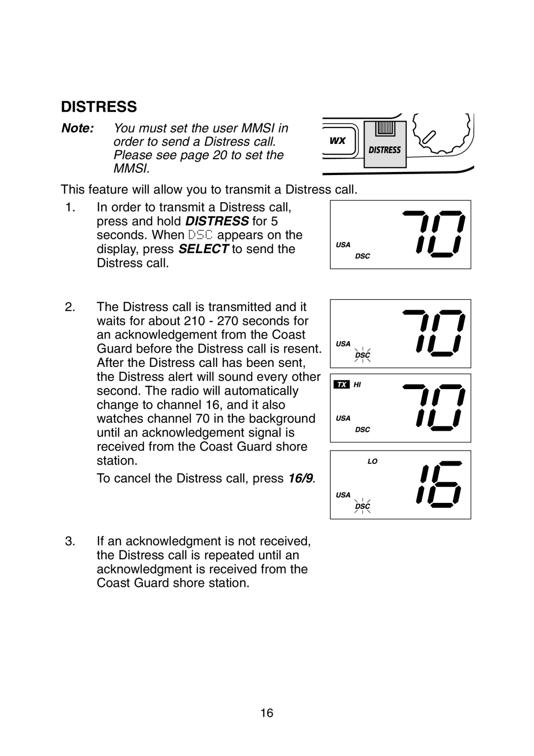 Uniden Solar DSC BK manual Distress 