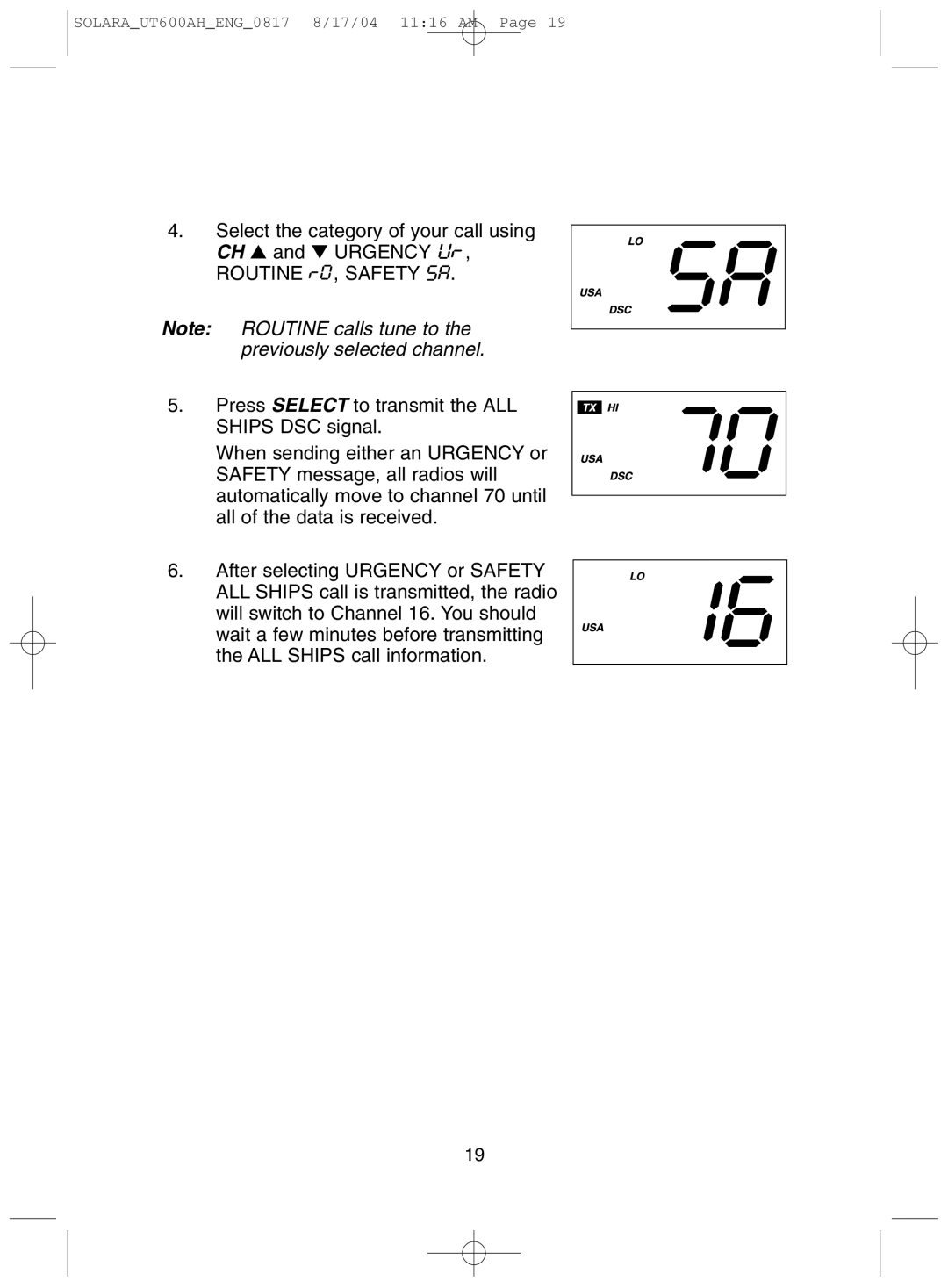 Uniden Solara DSC manual Routine , Safety 