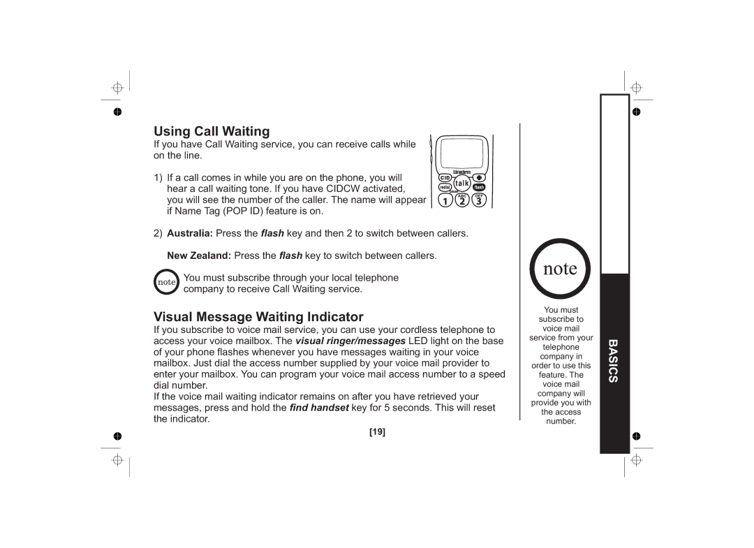 Uniden SS E15 owner manual Using Call Waiting, Visual Message Waiting Indicator 