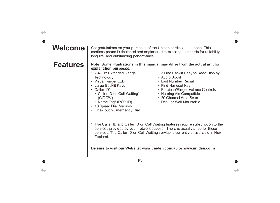 Uniden SS E15 owner manual Welcome Features, Explanation purposes 